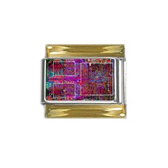 Technology Circuit Board Layout Pattern Gold Trim Italian Charm (9mm) by Ket1n9