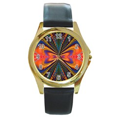 Casanova Abstract Art-colors Cool Druffix Flower Freaky Trippy Round Gold Metal Watch by Ket1n9