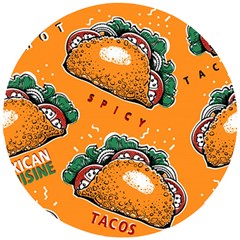 Seamless-pattern-with-taco Wooden Puzzle Round by Ket1n9