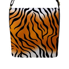 Tiger Skin Pattern Flap Closure Messenger Bag (l) by Ket1n9