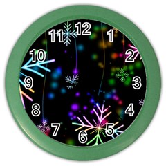 Snowflakes Snow Winter Christmas Color Wall Clock by Grandong