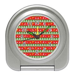 Christmas-papers-red-and-green Travel Alarm Clock by Grandong