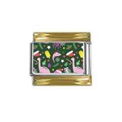 Colorful-funny-christmas-pattern   --- Gold Trim Italian Charm (9mm) by Grandong