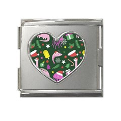 Colorful-funny-christmas-pattern   --- Mega Link Heart Italian Charm (18mm) by Grandong