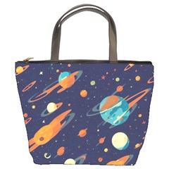 Space Galaxy Planet Universe Stars Night Fantasy Bucket Bag by Grandong