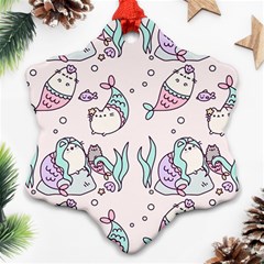 Cartoon Cat Cute Animal Design Drawing Illustration Kawaii Ornament (snowflake) by Grandong