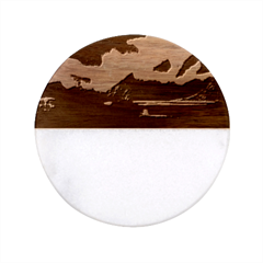 Aurora Borealis Nature Sky Light Classic Marble Wood Coaster (round)  by Grandong