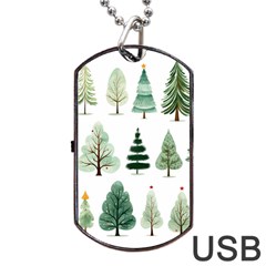 Christmas Trees Dog Tag Usb Flash (one Side) by Vaneshop