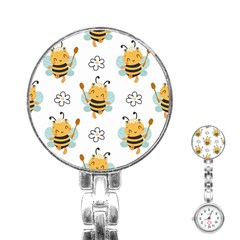 Art Bee Pattern Design Wallpaper Background Stainless Steel Nurses Watch by Vaneshop