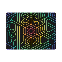 Circuit Hexagonal Geometric Pattern Background Pattern Premium Plush Fleece Blanket (mini) by Vaneshop