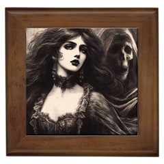 Goth Girl With Ghost Framed Tile by Malvagia