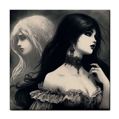 Goth Girl With Ghost  Tile Coaster by Malvagia