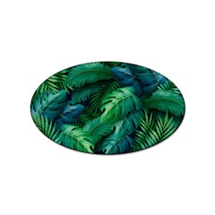 Tropical Green Leaves Background Sticker (oval) by Amaryn4rt