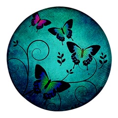 Texture Butterflies Background Round Glass Fridge Magnet (4 Pack) by Amaryn4rt