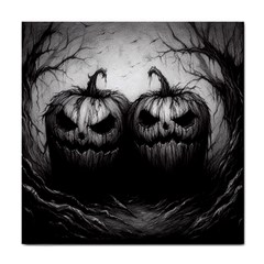 Spooky Halloween Jack O lantern Tile Coaster by Malvagia