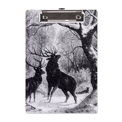 Stag-deer-forest-winter-christmas A5 Acrylic Clipboard by Amaryn4rt