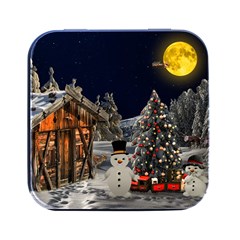 Christmas-landscape Square Metal Box (black) by Amaryn4rt