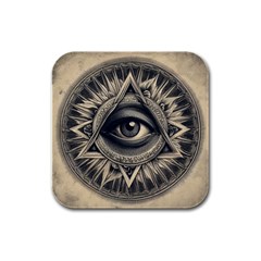 Eye Of Providence Rubber Square Coaster (4 Pack) by Malvagia