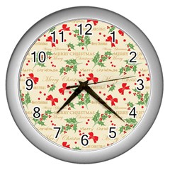 Christmas-paper-scrapbooking-- Wall Clock (silver) by Amaryn4rt