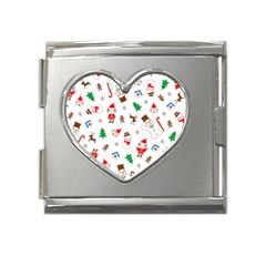 Christmas Shading Pattern Mega Link Heart Italian Charm (18mm) by Amaryn4rt