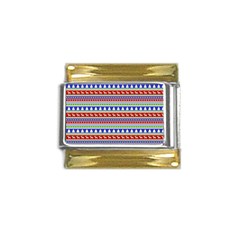 Christmas-color-stripes Pattern Gold Trim Italian Charm (9mm) by Amaryn4rt