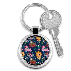 Funny-animal Christmas-pattern Key Chain (round) by Amaryn4rt