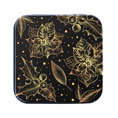 Christmas-pattern-with-vintage-flowers Square Metal Box (black) by Amaryn4rt