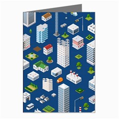 Isometric-seamless-pattern-megapolis Greeting Cards (pkg Of 8) by Amaryn4rt