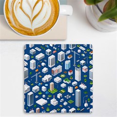 Isometric-seamless-pattern-megapolis Uv Print Square Tile Coaster  by Amaryn4rt