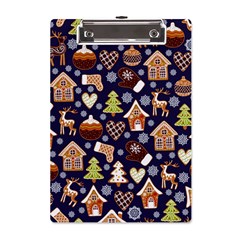 Winter-seamless-patterns-with-gingerbread-cookies-holiday-background A5 Acrylic Clipboard by Amaryn4rt