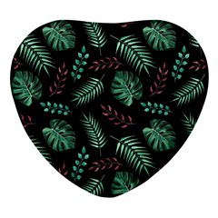 Abstract-seamless-pattern-with-tropical-leaves-hand-draw-texture-vector Heart Glass Fridge Magnet (4 Pack) by Amaryn4rt