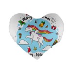 Merry Christmas Xmas Doodle Sketch Cartoon Unicorn Standard 16  Premium Flano Heart Shape Cushions Front