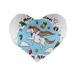 Merry Christmas Xmas Doodle Sketch Cartoon Unicorn Standard 16  Premium Flano Heart Shape Cushions Back