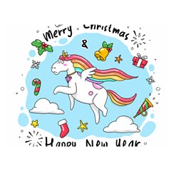 Merry Christmas Xmas Doodle Sketch Cartoon Unicorn Premium Plush Fleece Blanket (extra Small) by Pakjumat