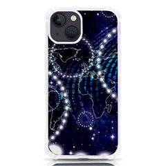 Continents Stars Networks Internet Iphone 13 Tpu Uv Print Case by Pakjumat