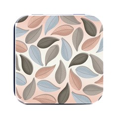 Leaves Pastel Background Nature Square Metal Box (black) by Pakjumat