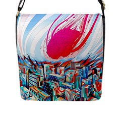 Artistic Psychedelic Art Flap Closure Messenger Bag (l) by Modalart