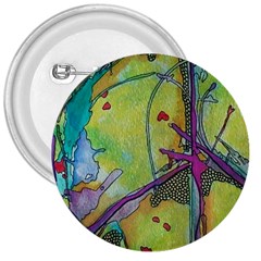 Green Peace Sign Psychedelic Trippy 3  Buttons by Modalart