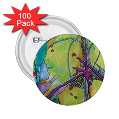 Green Peace Sign Psychedelic Trippy 2 25  Buttons (100 Pack)  by Modalart