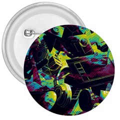 Artistic Psychedelic Abstract 3  Buttons by Modalart