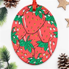 Texture Sweet Strawberry Dessert Food Summer Pattern Oval Filigree Ornament (two Sides) by Sarkoni