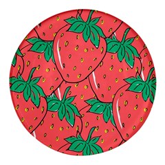 Texture Sweet Strawberry Dessert Food Summer Pattern Round Glass Fridge Magnet (4 Pack) by Sarkoni