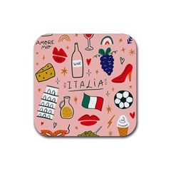 Food Pattern Italia Rubber Coaster (square) by Sarkoni