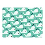 Whale Sea Blue Two Sides Premium Plush Fleece Blanket (Mini) 35 x27  Blanket Back