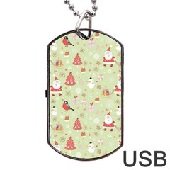 Christmas Pattern Christmas Tree Santa Dog Tag Usb Flash (one Side) by Sarkoni