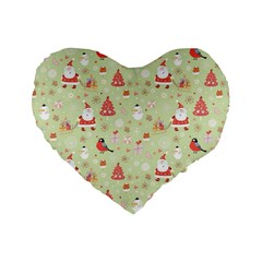 Christmas Pattern Christmas Tree Santa Standard 16  Premium Heart Shape Cushions by Sarkoni