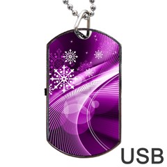 Purple Abstract Merry Christmas Xmas Pattern Dog Tag Usb Flash (one Side) by Sarkoni