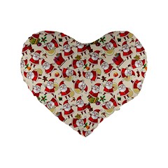 Christmas  Santa Claus Patterns Standard 16  Premium Heart Shape Cushions by Sarkoni