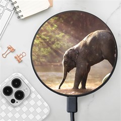 Baby Elephant Watering Hole Wireless Fast Charger(black) by Sarkoni