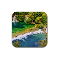 River Waterfall Rubber Coaster (square) by Sarkoni